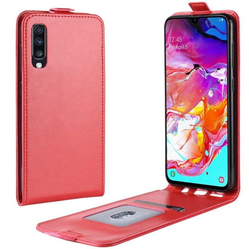 Etui Folio Samsung Galaxy A70 Biały Czarny Efekt Składanej Skóry Etui Ochronne