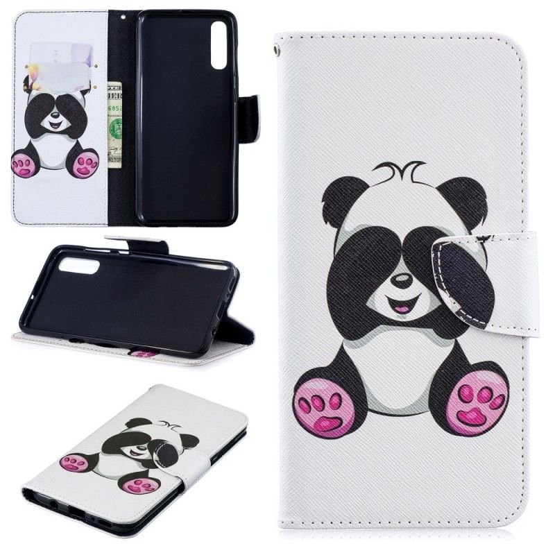 Etui Folio Samsung Galaxy A70 Zabawna Panda Etui Ochronne