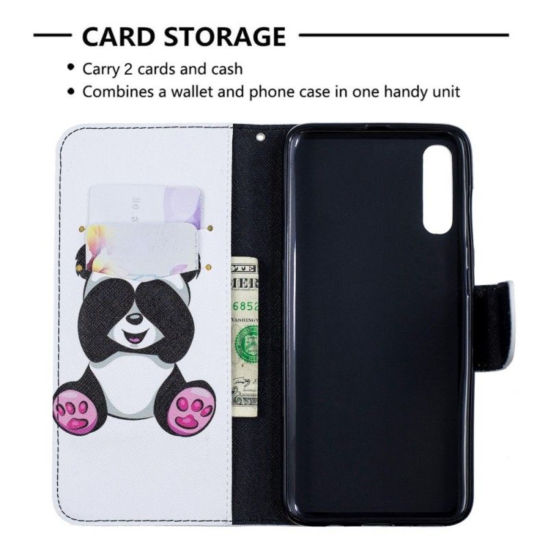 Etui Folio Samsung Galaxy A70 Zabawna Panda Etui Ochronne