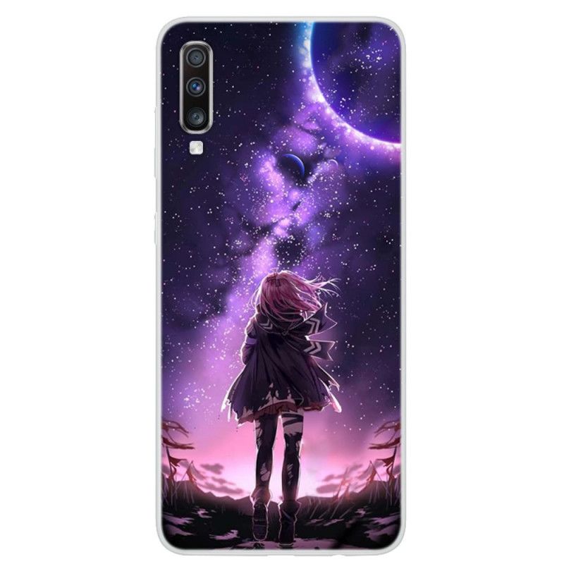 Etui Samsung Galaxy A70 Magiczna Pełnia Księżyca Etui Ochronne