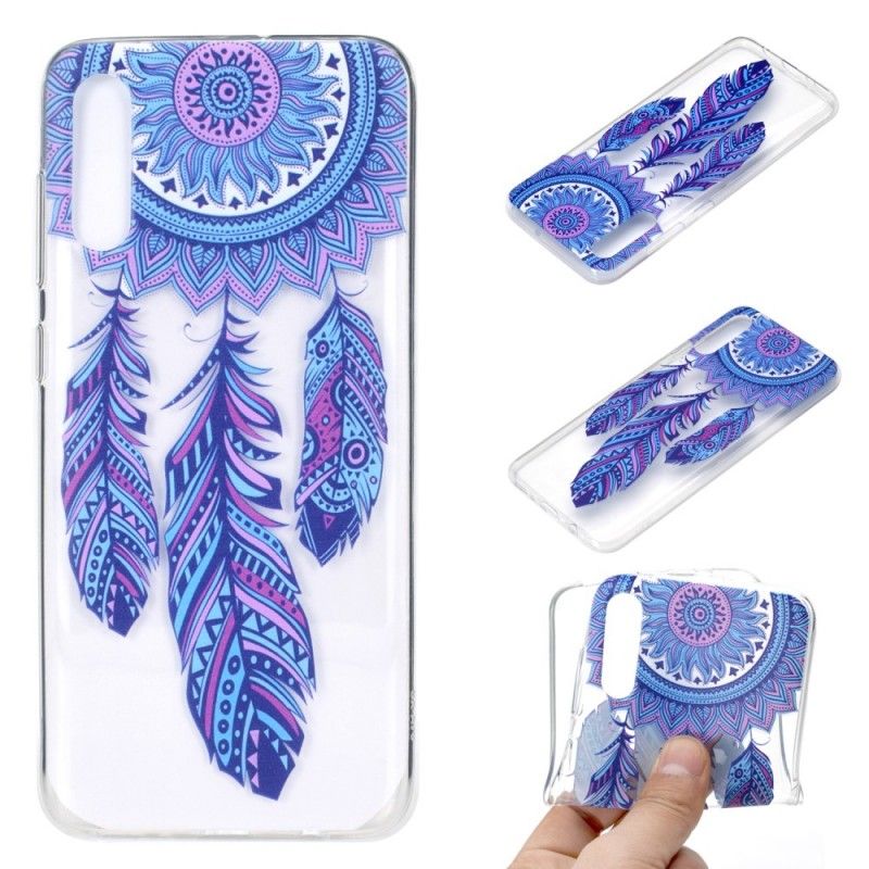 Etui Samsung Galaxy A70 Przezroczyste Niebieskie Pióra Łapacza Snów Etui Ochronne