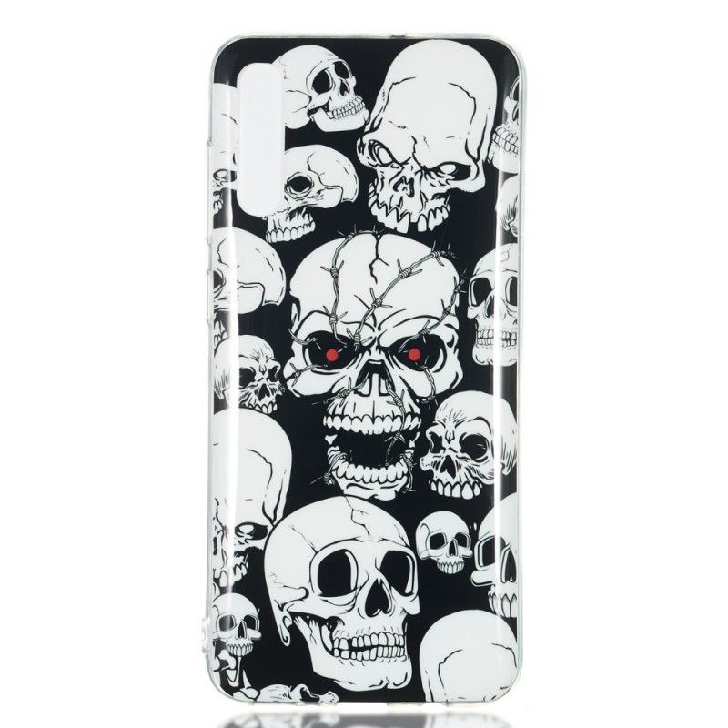 Etui Samsung Galaxy A70 Uwaga Fluorescencyjne Czaszki Etui Ochronne