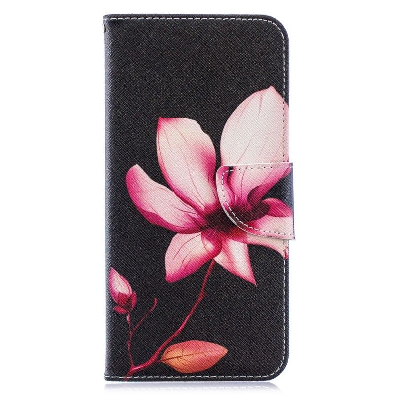 Skórzany Futerał Samsung Galaxy A70 Etui na Telefon Różowy Kwiat