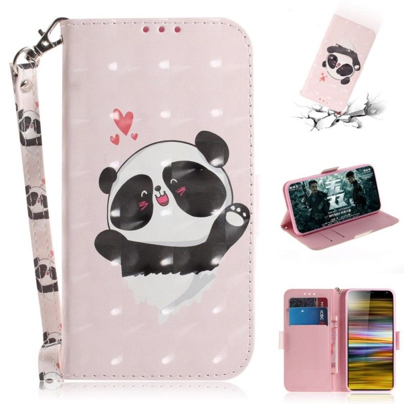 Etui Folio Sony Xperia 10 Plus Panda Love Ze Stringami Etui Ochronne