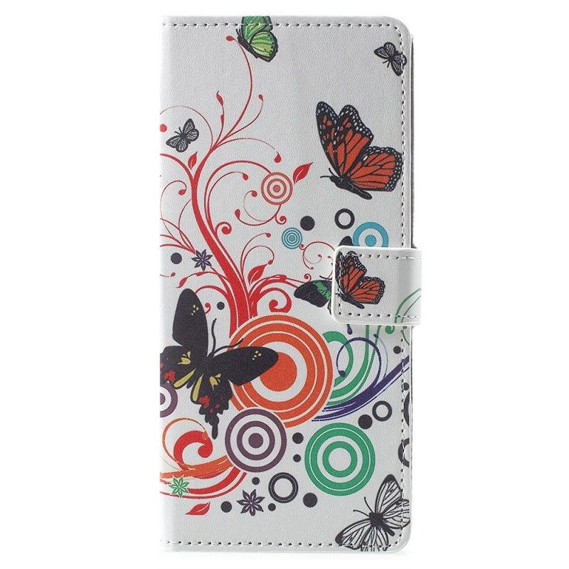 Etui Folio Samsung Galaxy Note 9 Fioletowy Motyle I Kwiaty Etui Ochronne