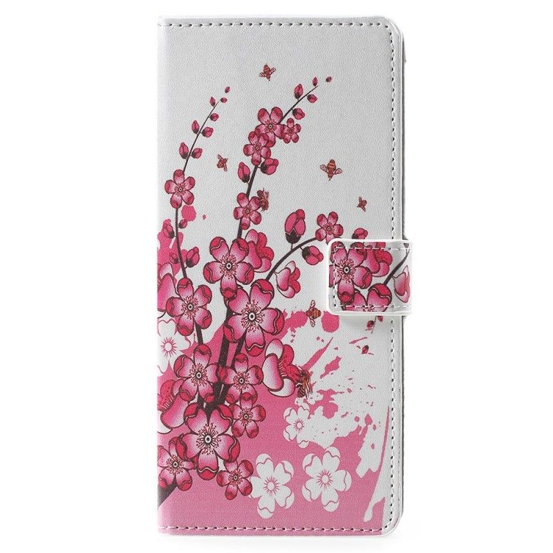 Etui Folio Samsung Galaxy Note 9 Różowy Magenta Tropikalne Kwiaty Etui Ochronne