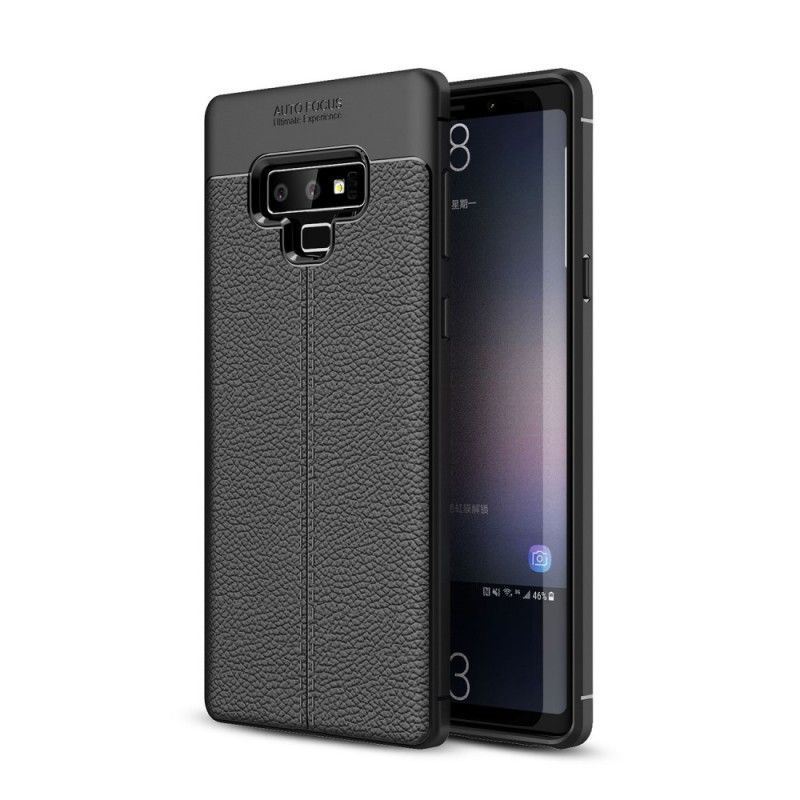 Etui Samsung Galaxy Note 9 Szary Czarny Efekt Skóry Z Podwójną Linią Liczi Etui Ochronne