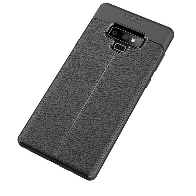 Etui Samsung Galaxy Note 9 Szary Czarny Efekt Skóry Z Podwójną Linią Liczi Etui Ochronne