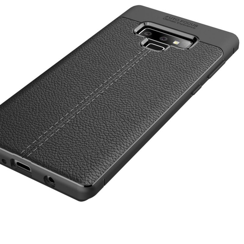Etui Samsung Galaxy Note 9 Szary Czarny Efekt Skóry Z Podwójną Linią Liczi Etui Ochronne