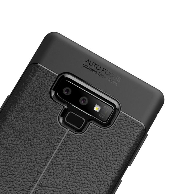 Etui Samsung Galaxy Note 9 Szary Czarny Efekt Skóry Z Podwójną Linią Liczi Etui Ochronne