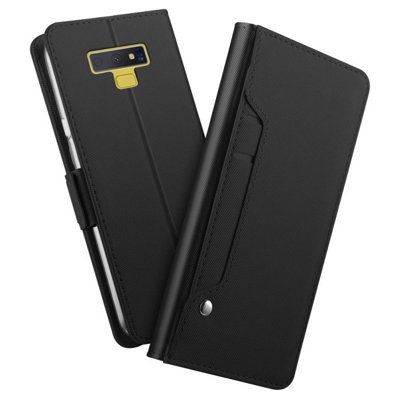 Skórzany Futerał Samsung Galaxy Note 9 Czarny Etui na Telefon Wyjmowany Uchwyt Na Karty I Lusterko