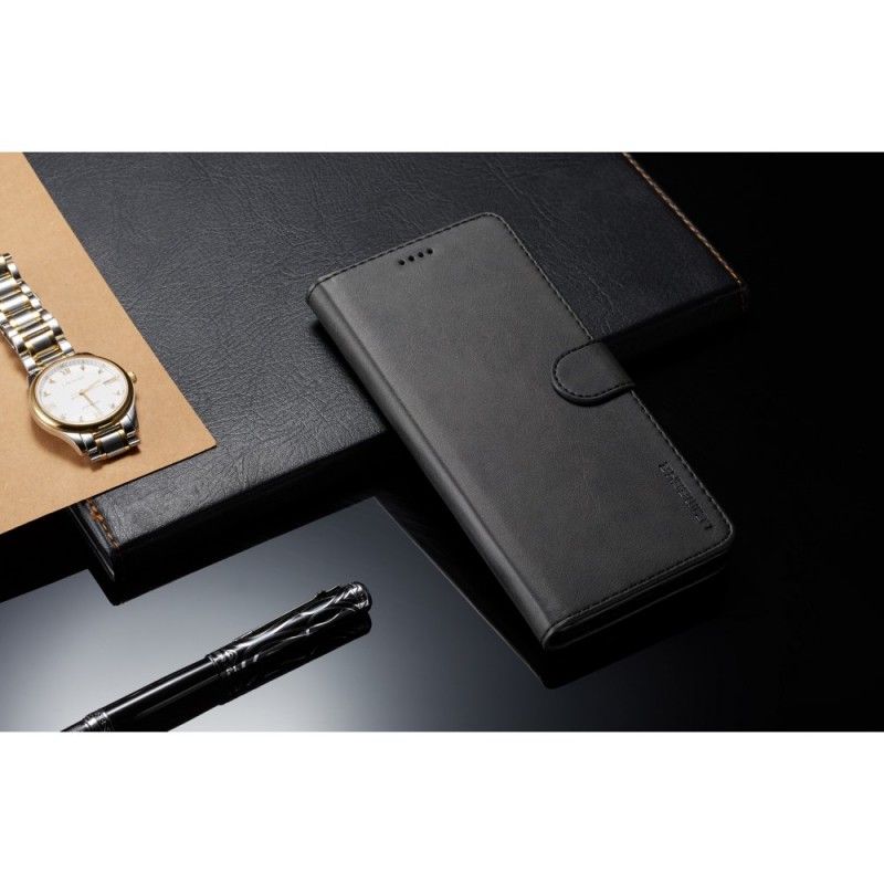 Skórzany Futerał Samsung Galaxy Note 9 Szary Czarny Etui na Telefon Lc.Imeeke Efekt Skóry