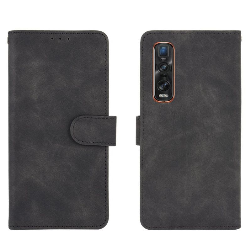 Etui Folio Oppo Find X2 Pro Czerwony Czarny Efekt Skóry W Stylu Biznesowym