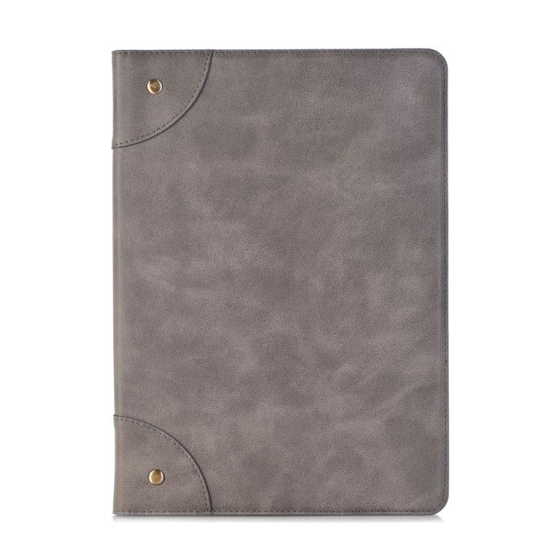 Etui iPad 10.2" (2019) (2020) Szary Czarny Efekt Skóry Retro Z Nitami