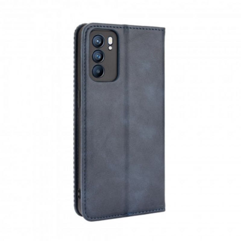 Flip Kotelot Oppo Reno 6 5g Stylizowany Efekt Skóry W Stylu Vintage