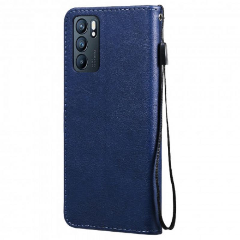 Skórzany Futerał Oppo Reno 6 5g Etui Na Telefon Solid Color Series Strappy