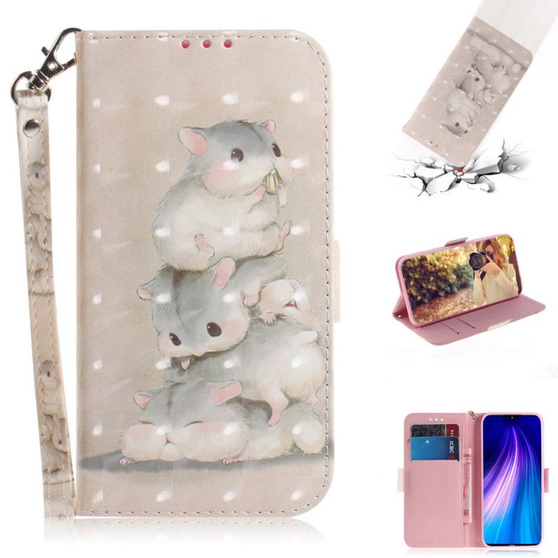 Etui Folio Xiaomi Redmi Note 8T Chomiki Ze Stringami Etui Ochronne