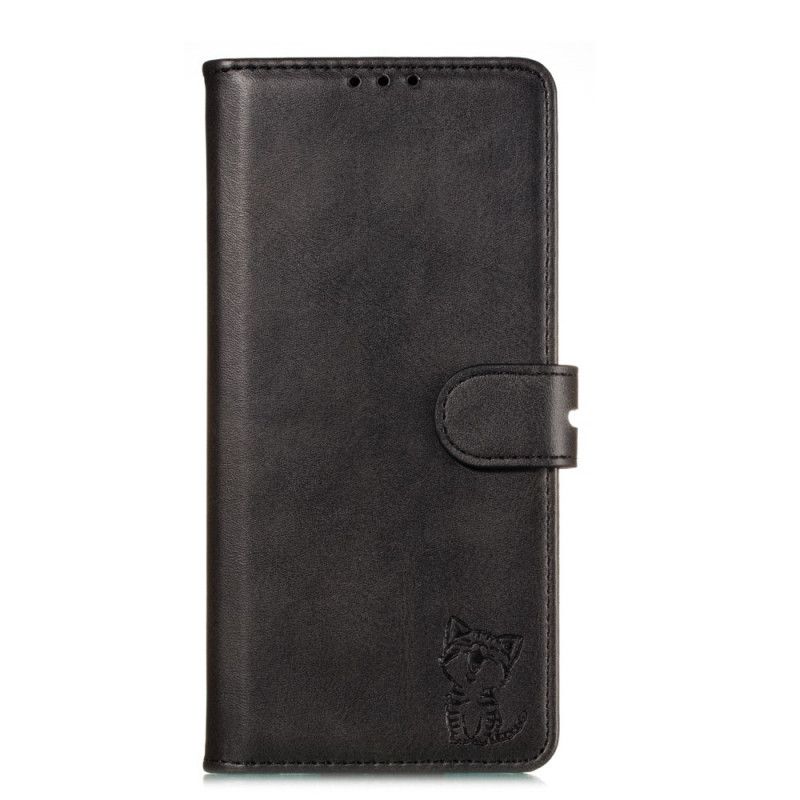 Etui Folio Xiaomi Redmi Note 8T Szary Czarny Kociak Etui Ochronne