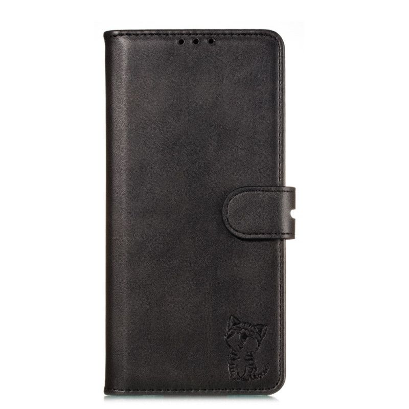 Etui Folio Xiaomi Redmi Note 8T Szary Czarny Kociak Etui Ochronne