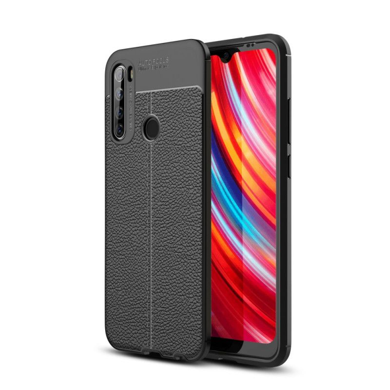 Etui Xiaomi Redmi Note 8T Czerwony Czarny Efekt Skóry Z Podwójną Linią Liczi Etui Ochronne