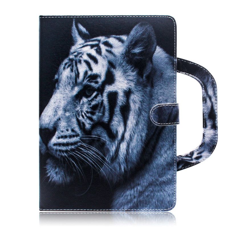 Etui Folio Samsung Galaxy Tab S7 Brązowy Szary Tygrys Z Rączką