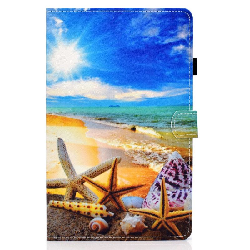 Skórzany Futerał Samsung Galaxy Tab S7 Jasnoniebieski Ciemnoniebieski Etui na Telefon Fajna Plaża