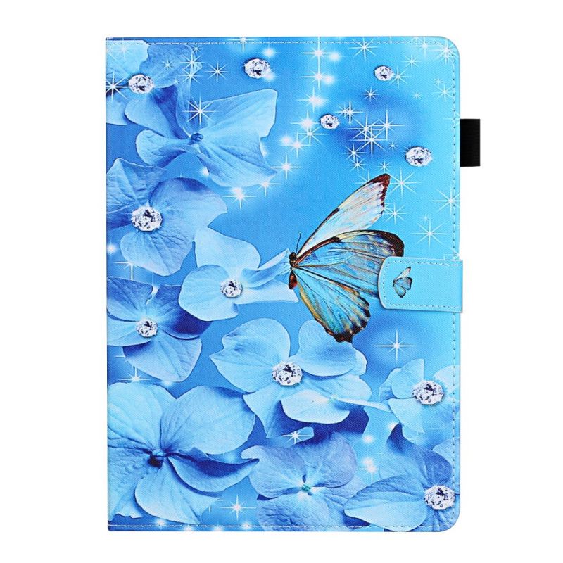 Skórzany Futerał Samsung Galaxy Tab S7 Jasnoniebieski Ciemnoniebieski Etui na Telefon Kwiatowy