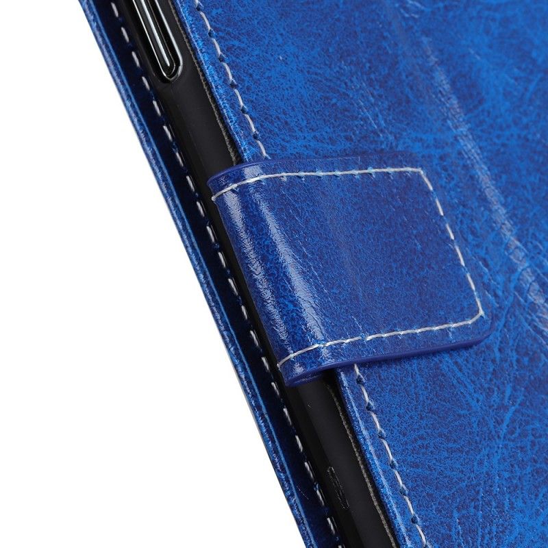 Etui Folio Samsung Galaxy A50 Czerwony Czarny Błyszczące I Widoczne Szwy Etui Ochronne