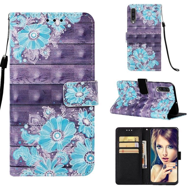 Etui Folio Samsung Galaxy A50 Niebieskie Kwiaty Etui Ochronne