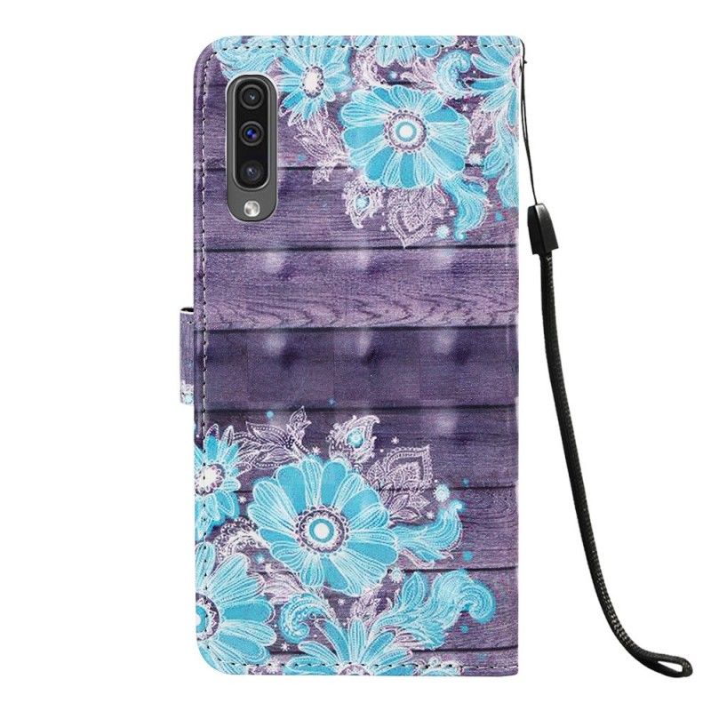 Etui Folio Samsung Galaxy A50 Niebieskie Kwiaty Etui Ochronne