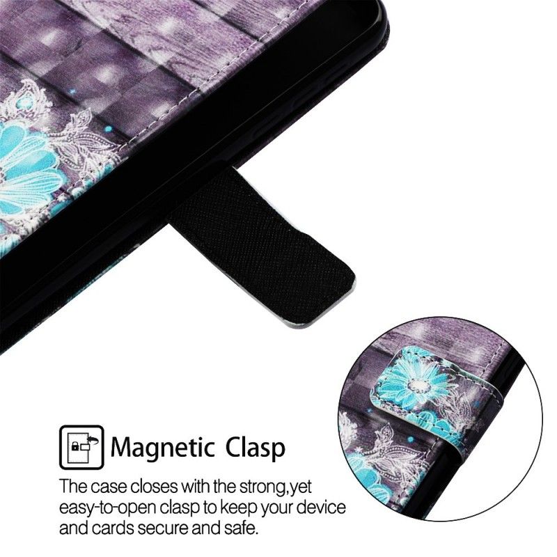 Etui Folio Samsung Galaxy A50 Niebieskie Kwiaty Etui Ochronne