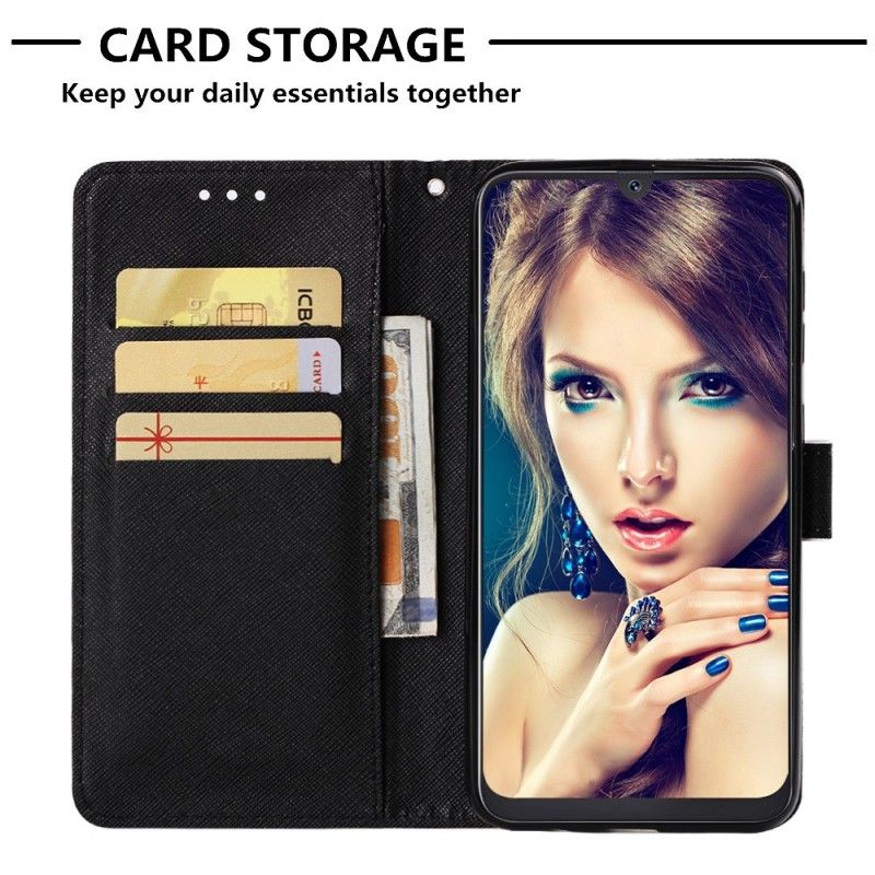 Etui Folio Samsung Galaxy A50 Niebieskie Kwiaty Etui Ochronne