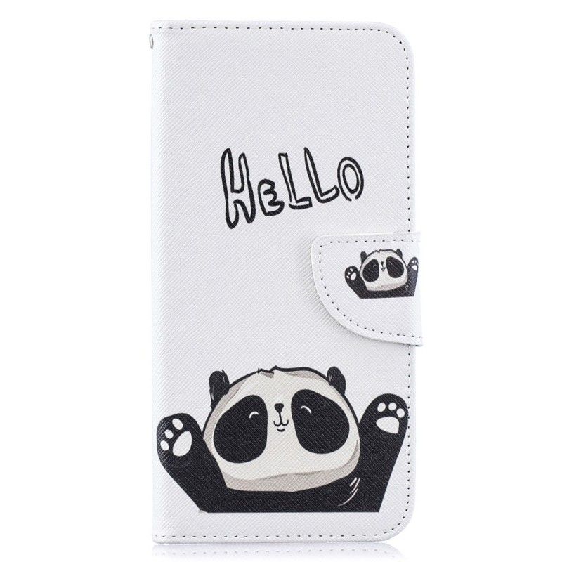Skórzany Futerał Samsung Galaxy A50 Etui na Telefon Cześć Panda