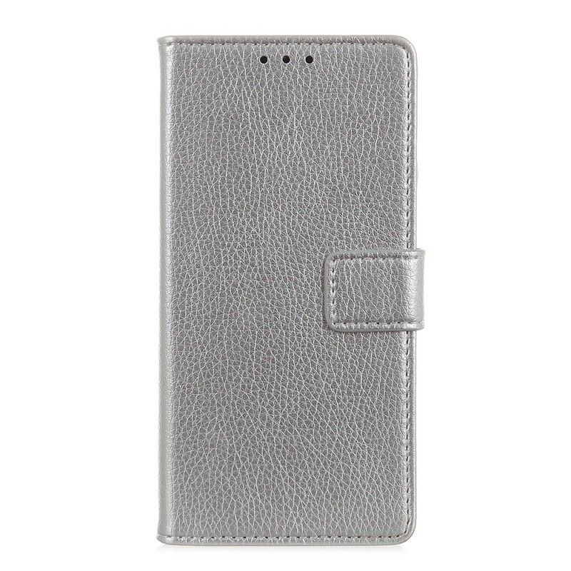 Etui Folio Samsung Galaxy A20e Srebrny Biały Widoczne Szwy Z Efektem Skóry