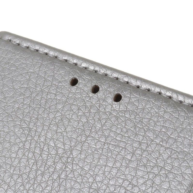 Etui Folio Samsung Galaxy A20e Srebrny Biały Widoczne Szwy Z Efektem Skóry