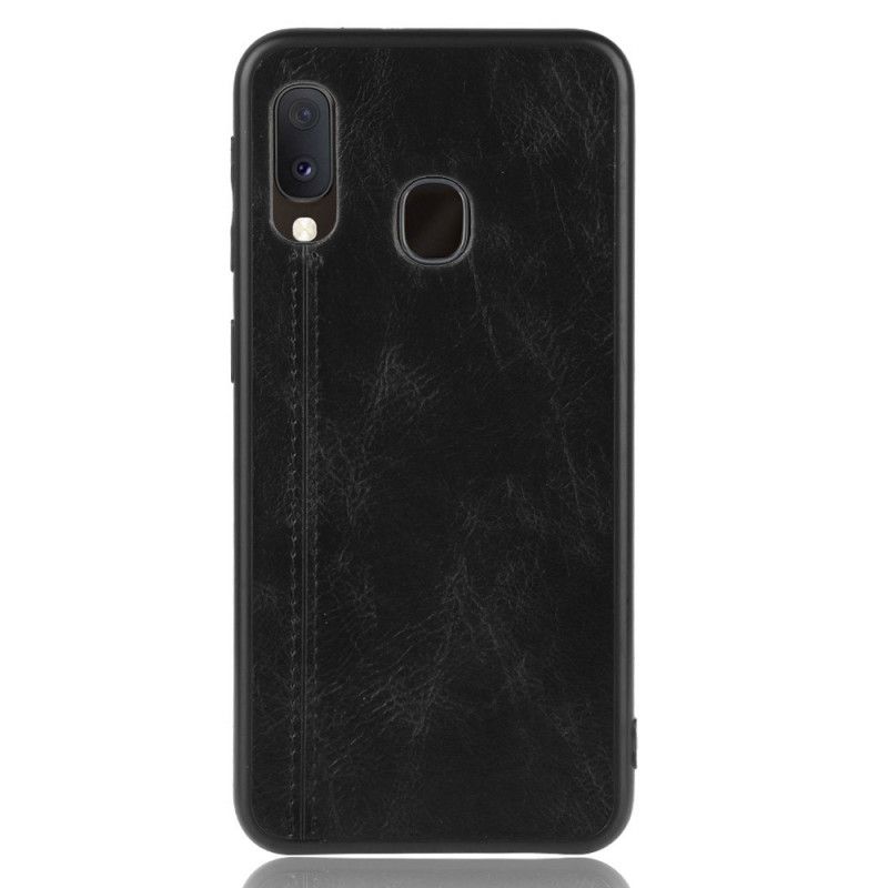 Etui Samsung Galaxy A20e Czerwony Czarny Efekt Szytej Skóry