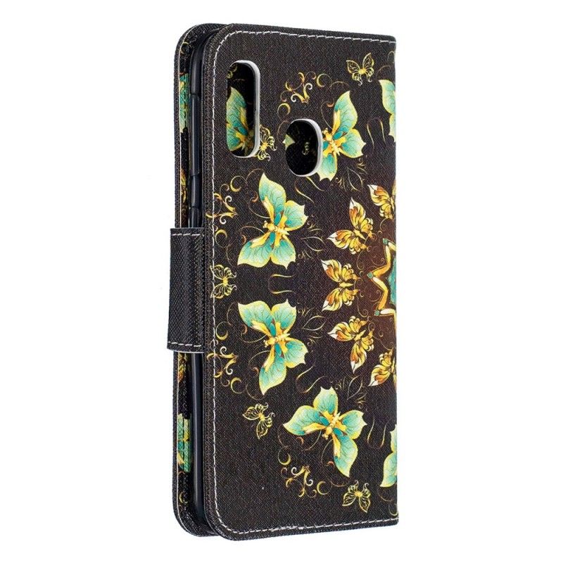 Skórzany Futerał Samsung Galaxy A20e Etui na Telefon Mandala Motyla