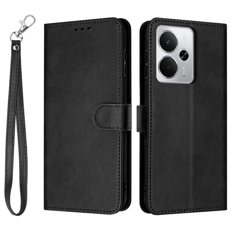 Etui Folio Do Realme 14t 5g Efekt Skóry Ze Smyczką