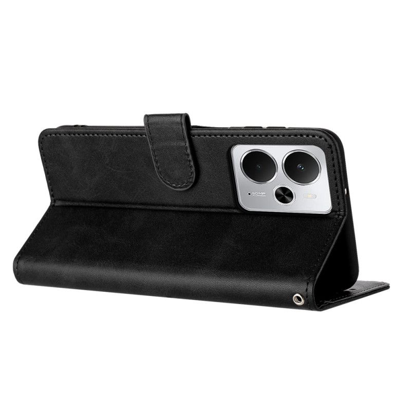 Etui Folio Do Realme 14t 5g Efekt Skóry Ze Smyczką