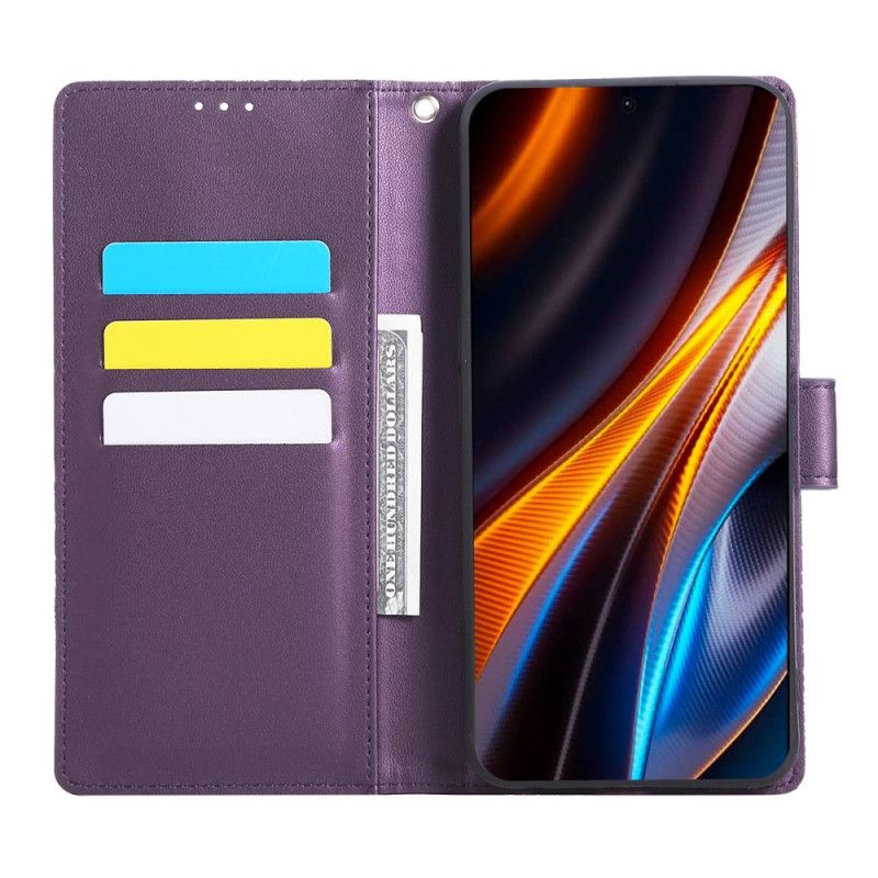 Skórzany Futerał Realme 14t 5g Etui Na Telefon Koronkowe Kwiaty