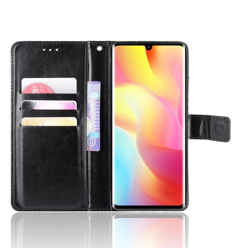 Etui Folio Xiaomi Mi Note 10 Lite Czerwony Czarny Efektowna Sztuczna Skóra