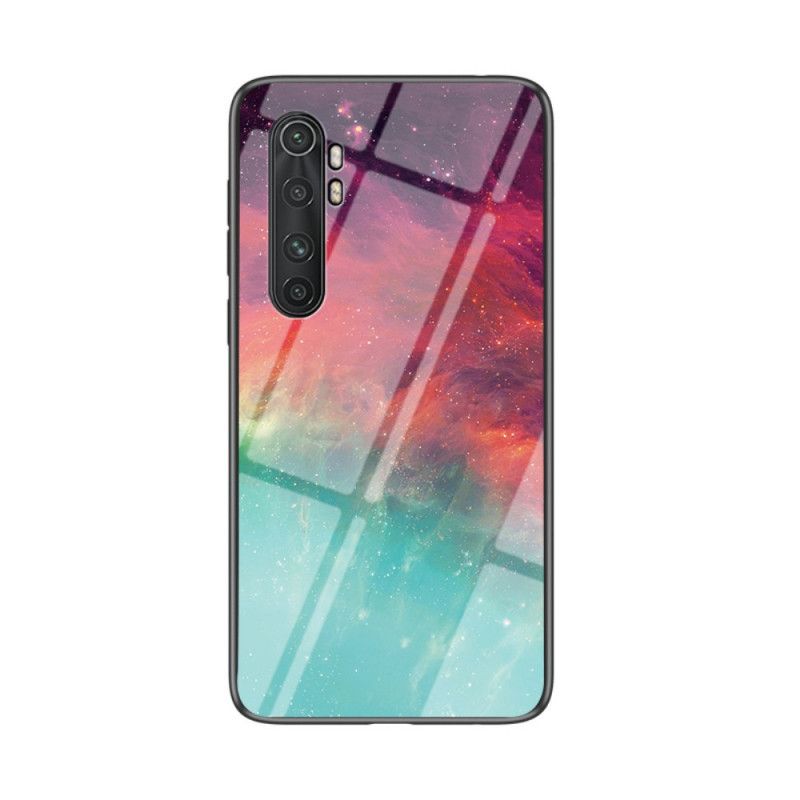 Etui Xiaomi Mi Note 10 Lite Szary Biały Piękne Szkło Hartowane