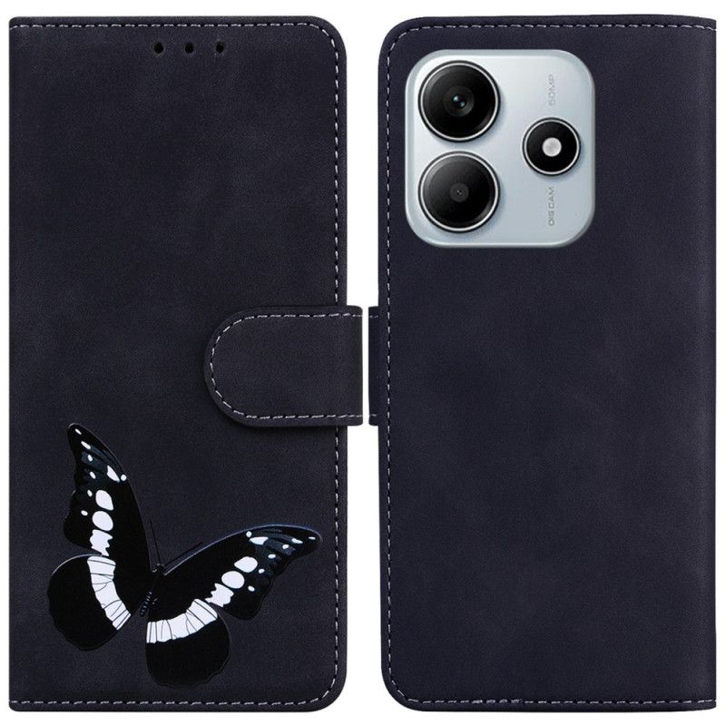 Etui Folio Do Xiaomi Redmi Note 14 5g Efekt Zamszu Motyli