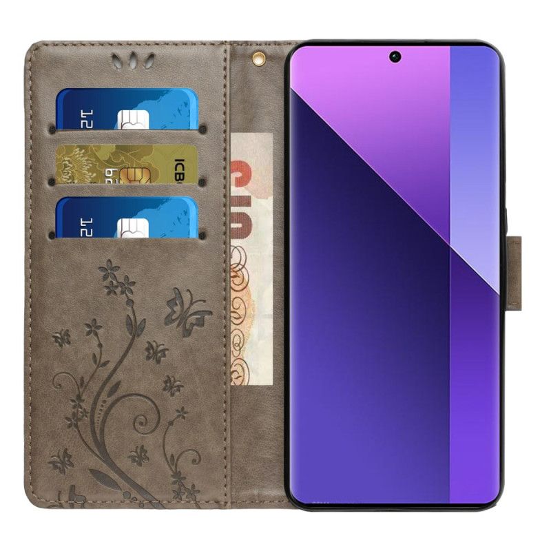 Etui Folio Do Xiaomi Redmi Note 14 5g Kwiaty I Motyle