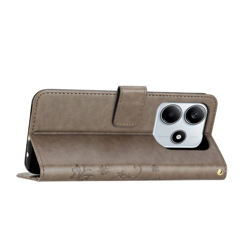 Etui Folio Do Xiaomi Redmi Note 14 5g Kwiaty I Motyle