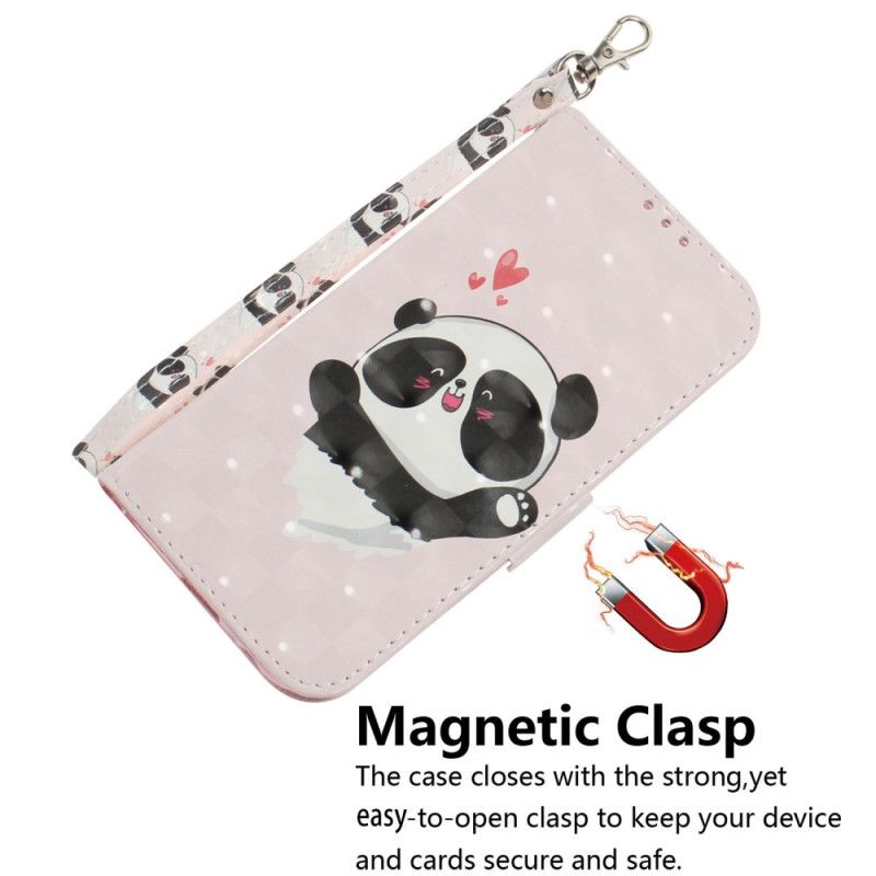 Etui Folio Do Xiaomi Redmi Note 14 5g Panda Love Ze Smyczką