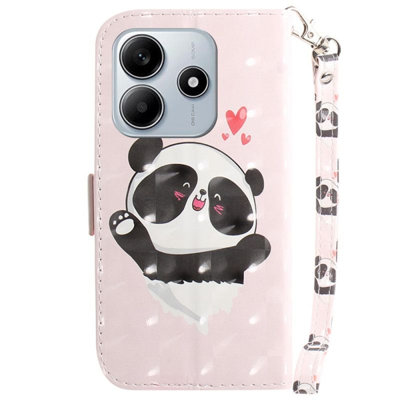 Etui Folio Do Xiaomi Redmi Note 14 5g Panda Love Ze Smyczką