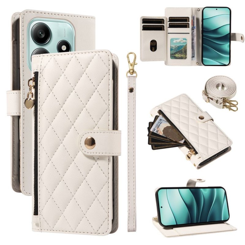 Etui Folio Do Xiaomi Redmi Note 14 5g Pikowany Z Paskami