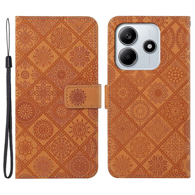 Etui Folio Do Xiaomi Redmi Note 14 5g Styl Etniczny Z Paskiem