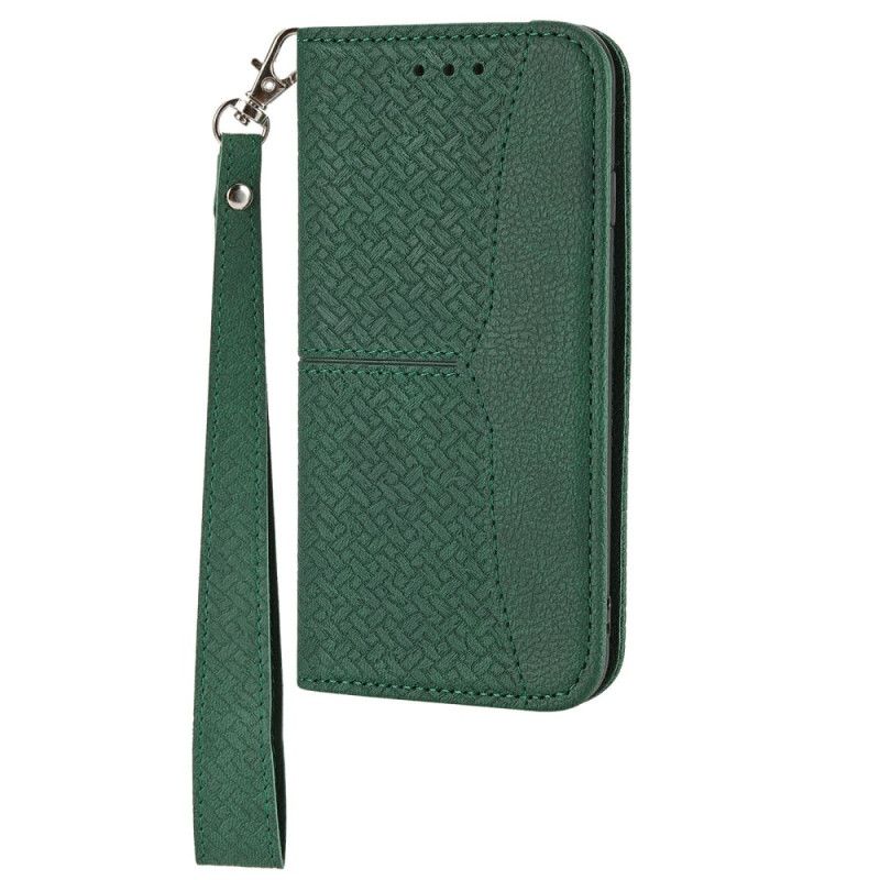 Etui Folio Do Xiaomi Redmi Note 14 5g Teksturowany Splot Z Paskiem